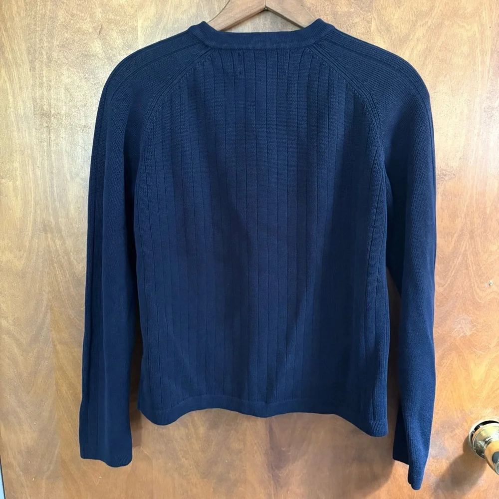 VINTAGE Men's Abercrombie & Fitch Navy Blue Cable Knit Sweater Y2K Preppy Logo